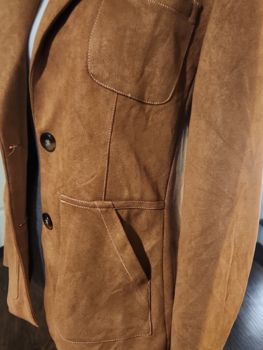NWOT Faux Suede Cognac Button Up Blazer - Picture 4 of 5